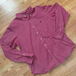 Ralph Lauren Red & White Striped Button-Down Shirt